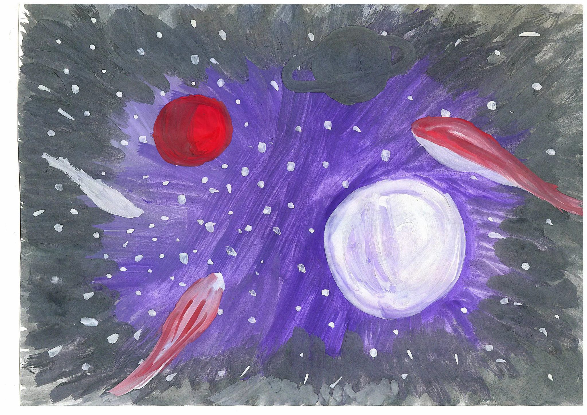Космос рисунок гуашью