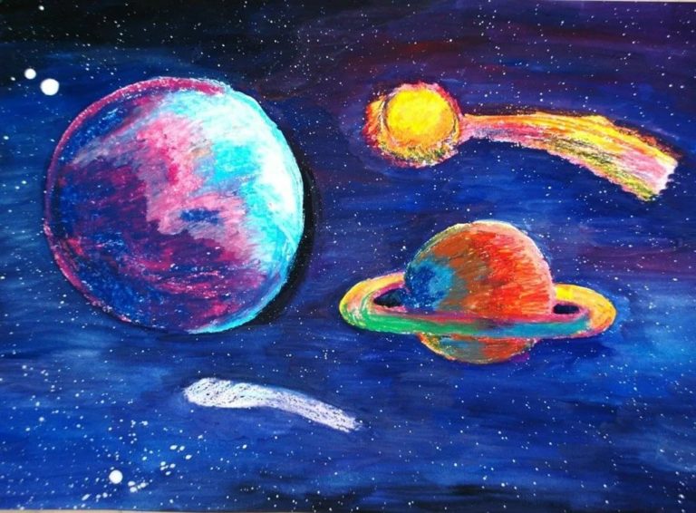 Рисунок на тему космос легкие