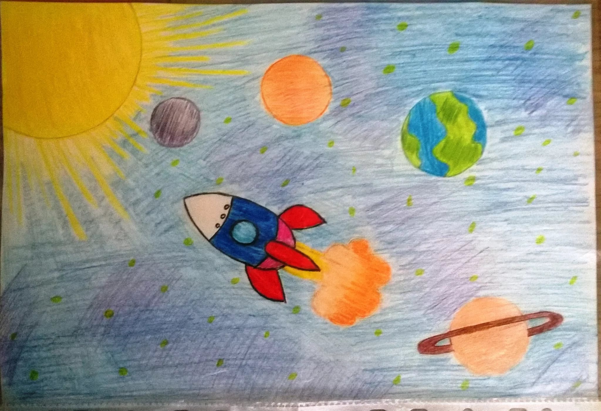 Рисунок про космос в детский сад. Рисунок на космическую тему. Рисование на тему космос. Детские рисунки на тему космос. Космический рисунок для детей.