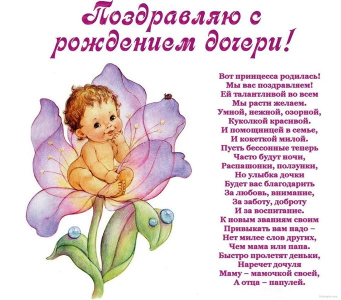 Поздравление с рождением дочки: 250 открыток