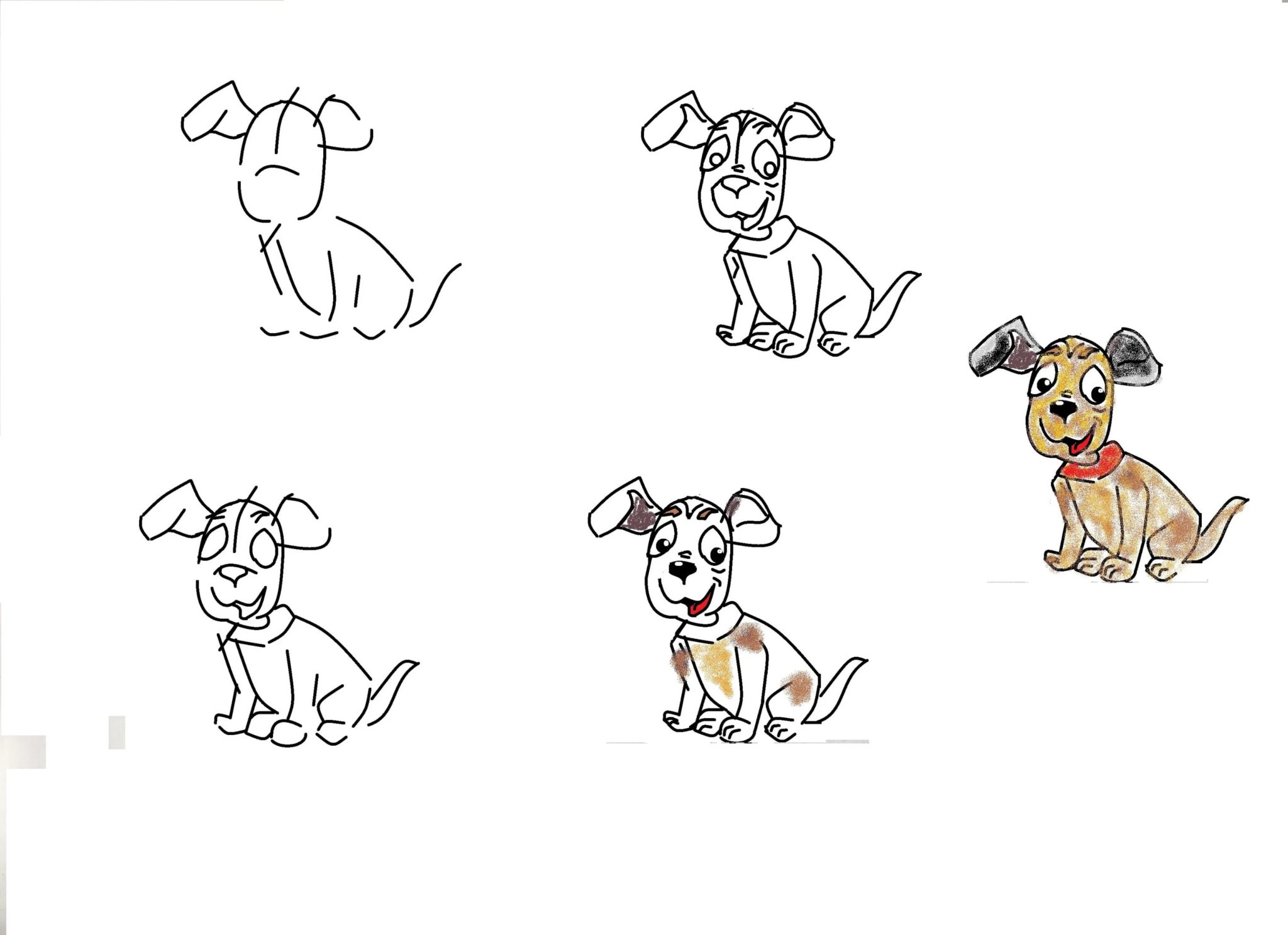 Этапы рисования собаки для детей