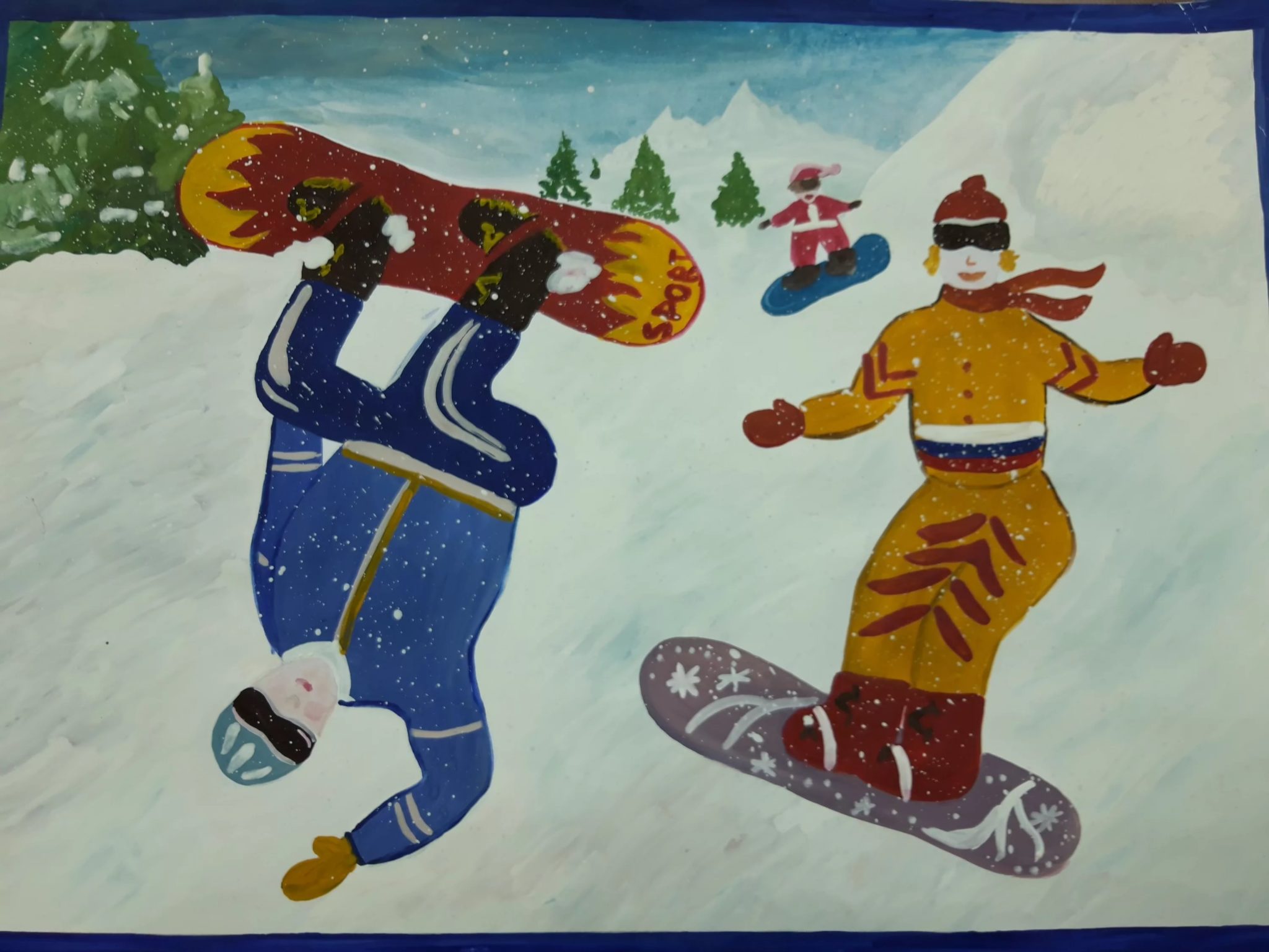 Рисование на тему спорт зимой