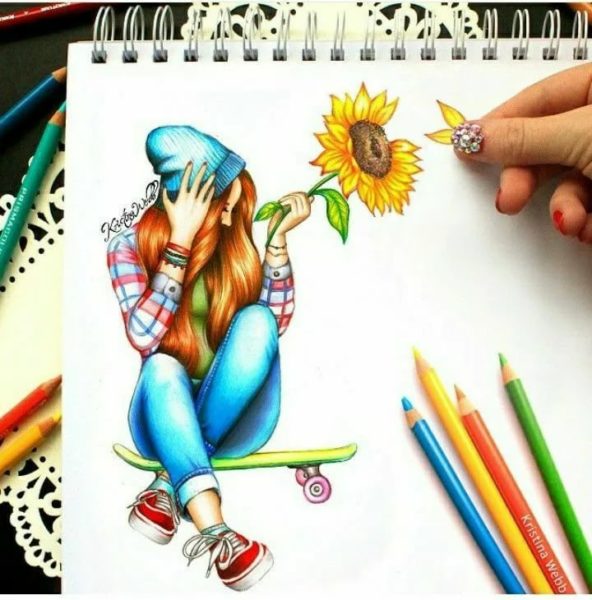 270 легких рисунков для срисовки девочками