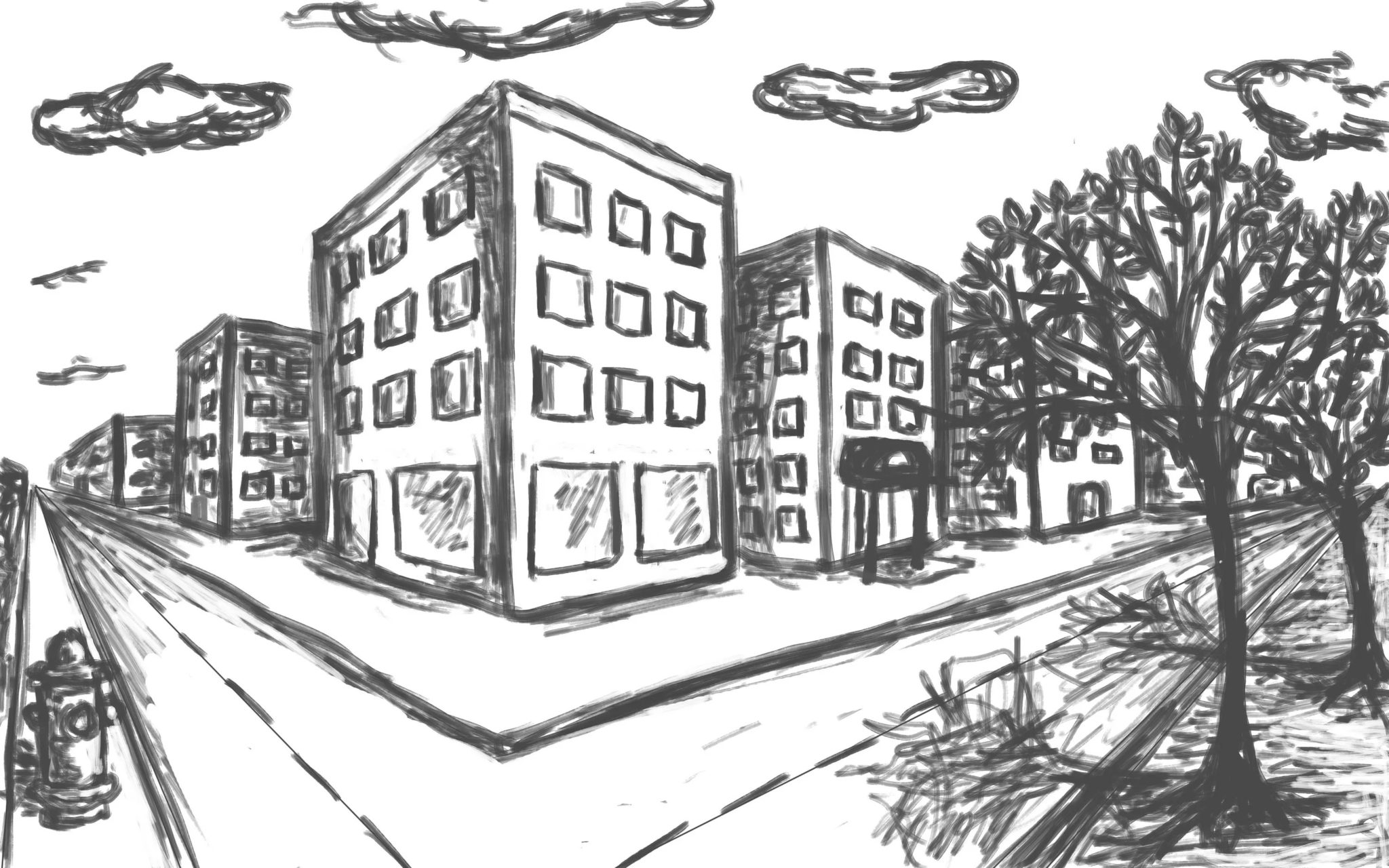 Рисунки для срисовки города легкие