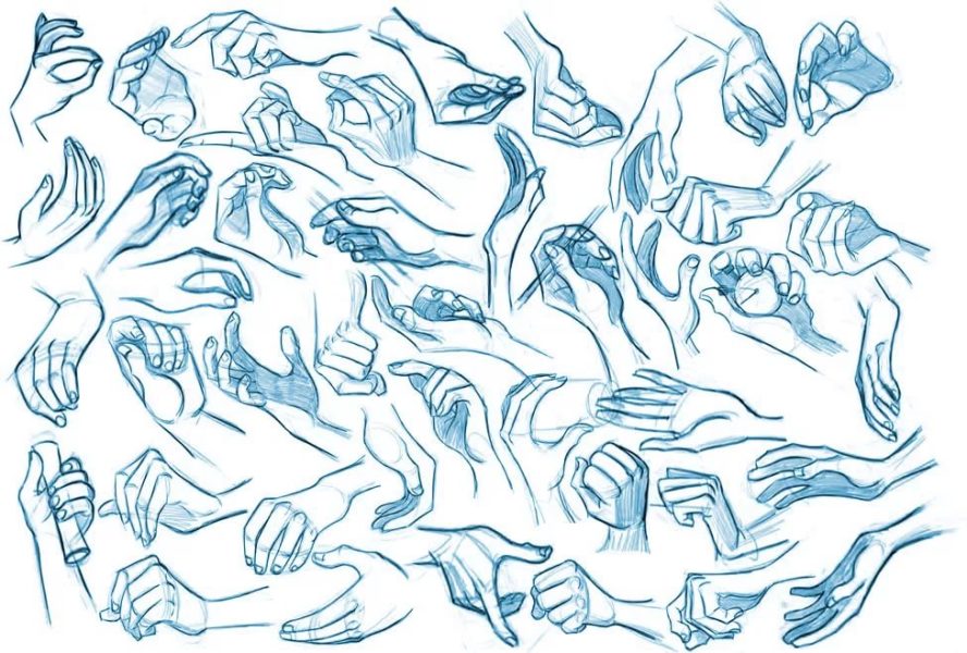 120 картинок с референсами рук для рисования