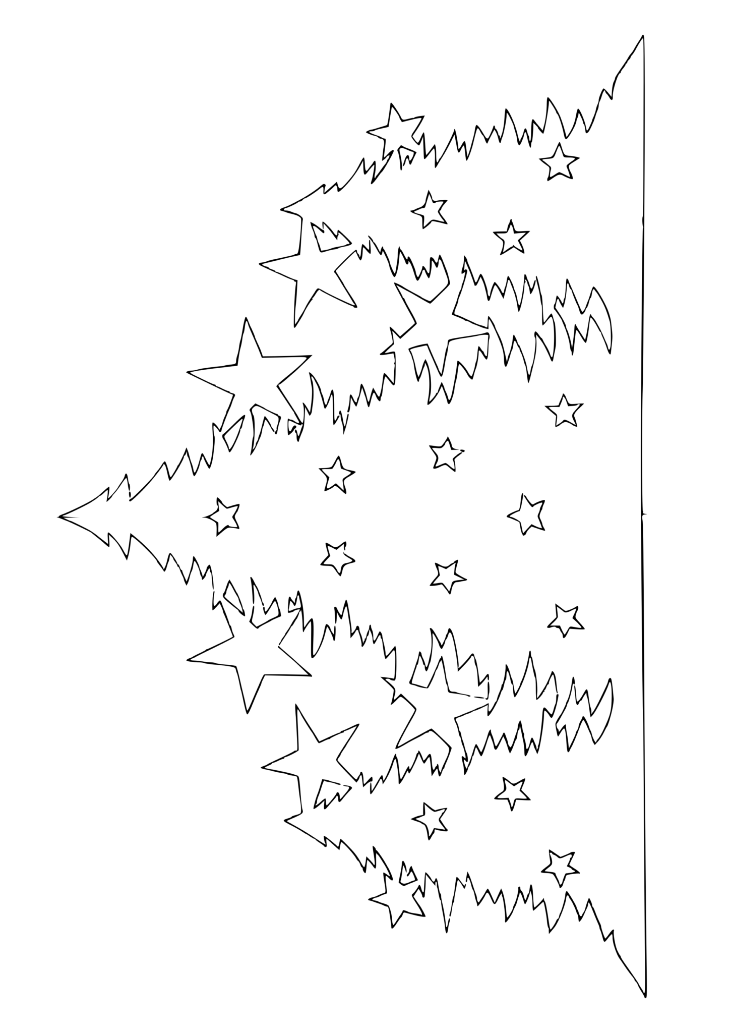 Елки на окна трафареты распечатать для вырезания. Трафарет елка на окно из бумаги. Трафарет елка на несколько листов. Трафарет елки из звезд. Вытанки на новый год елочка.