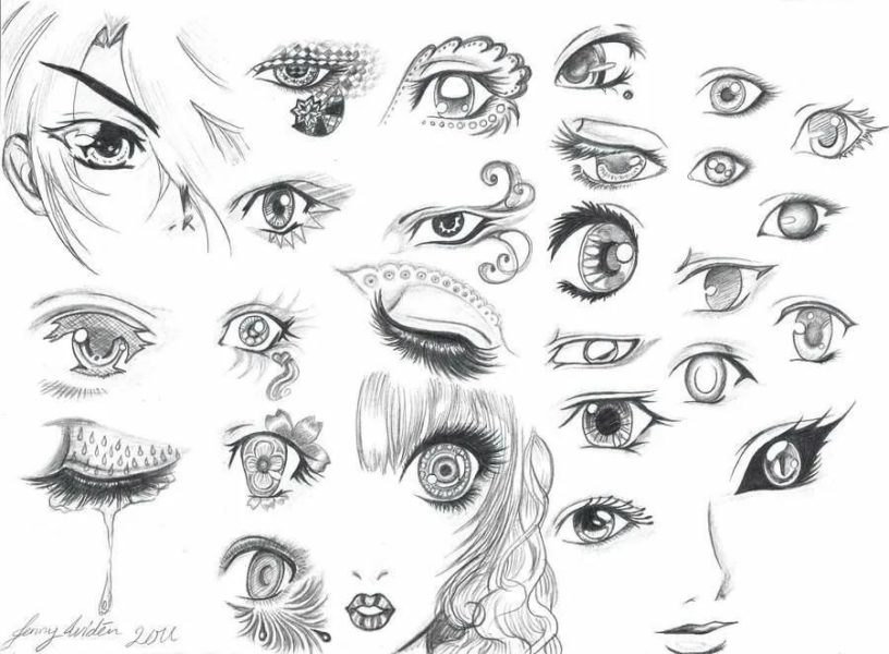 160 рисунков аниме глаз карандашом и не только