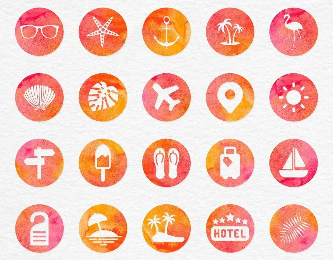 Оранжевые иконки для Инстаграм