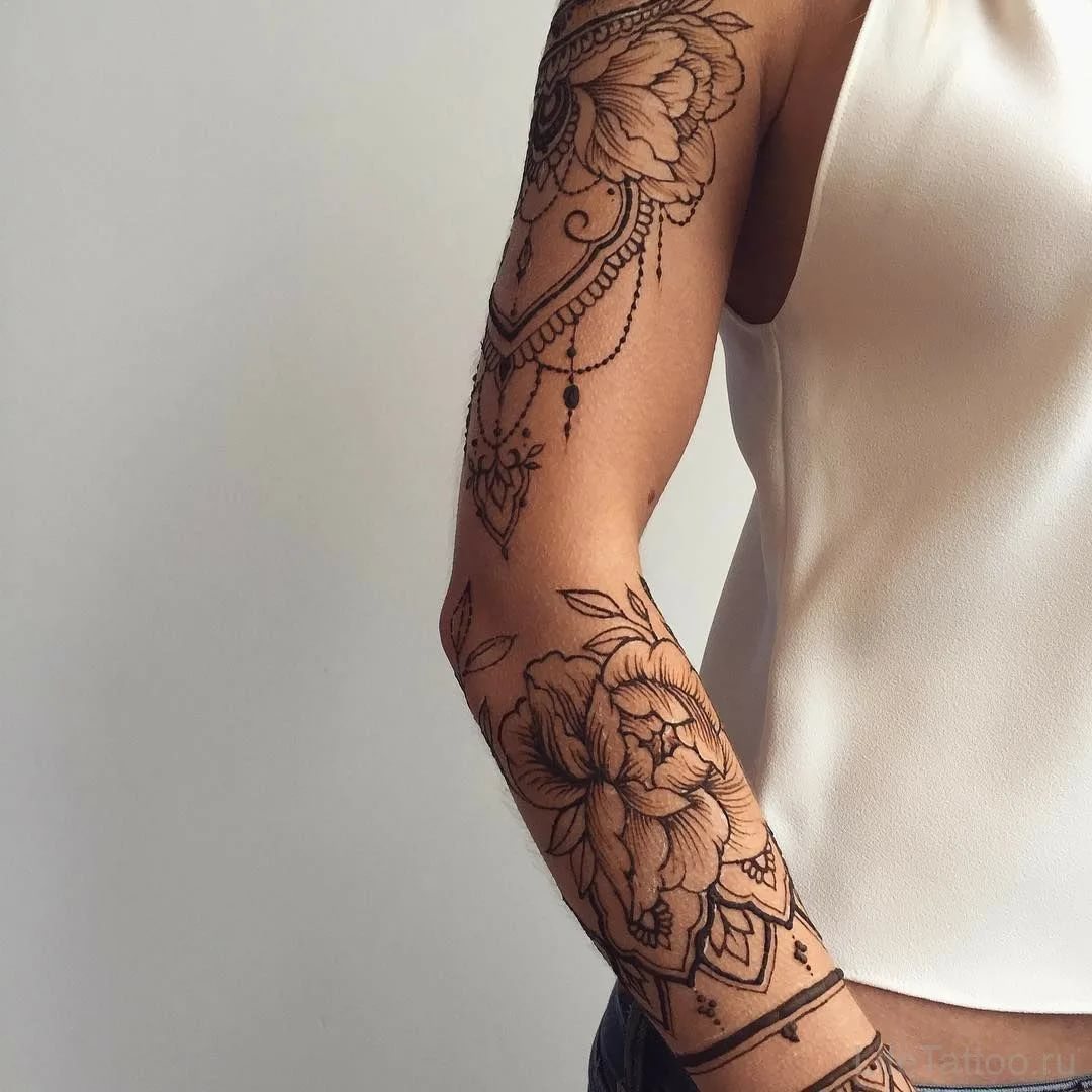300 женских татуировок на руке.