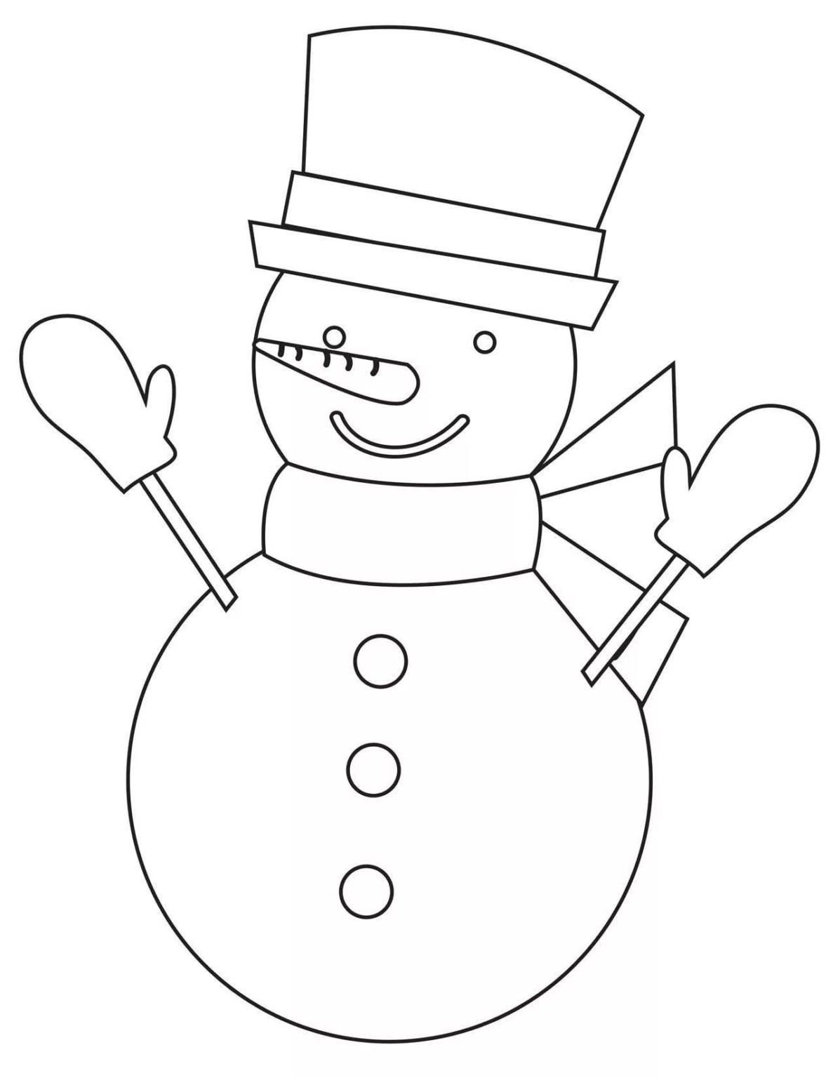 Контур снеговика для рисования