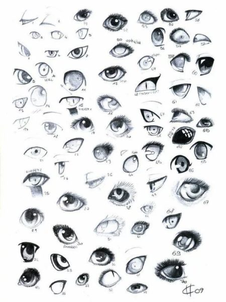 160 рисунков аниме глаз карандашом и не только