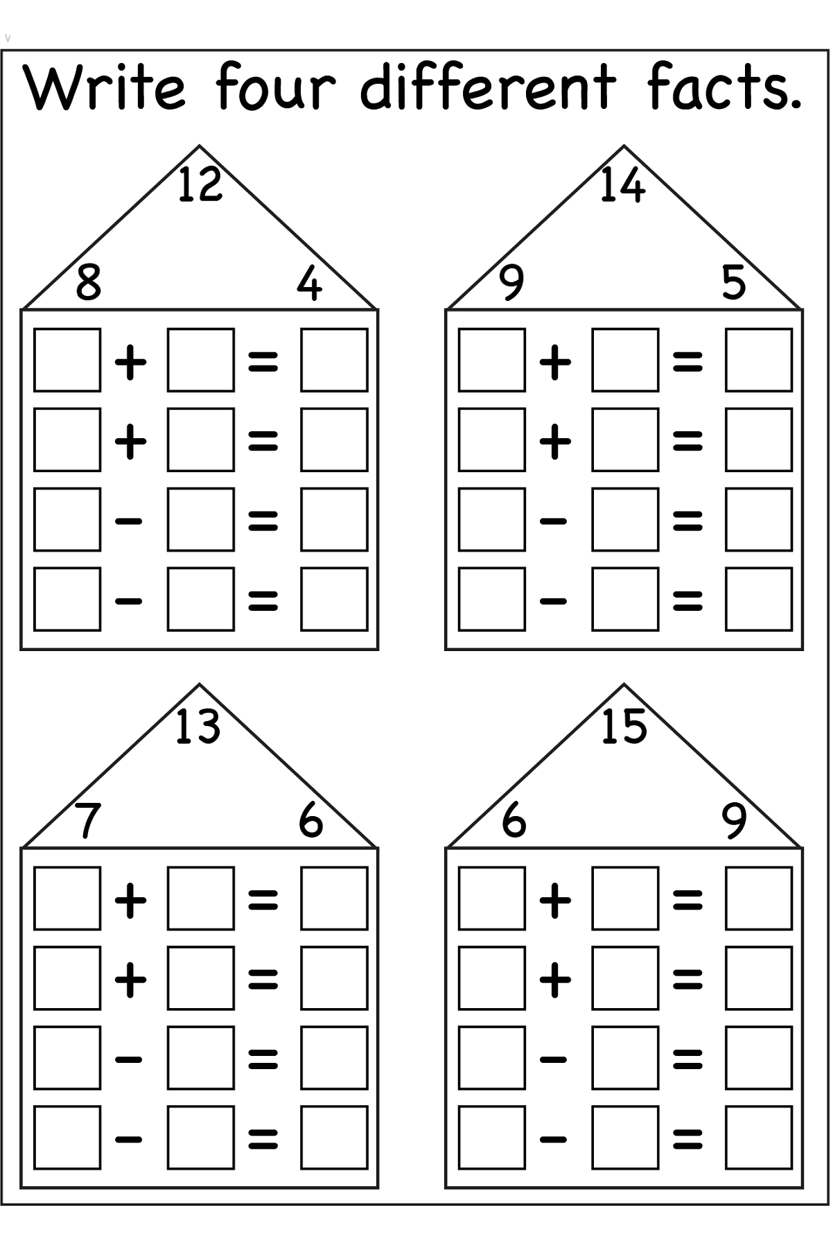 Состав чисел от 11 до 19 домики в картинках распечатать