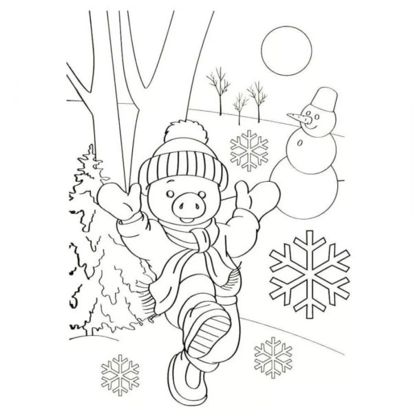 70 раскрасок на тему зимы и зимних забав