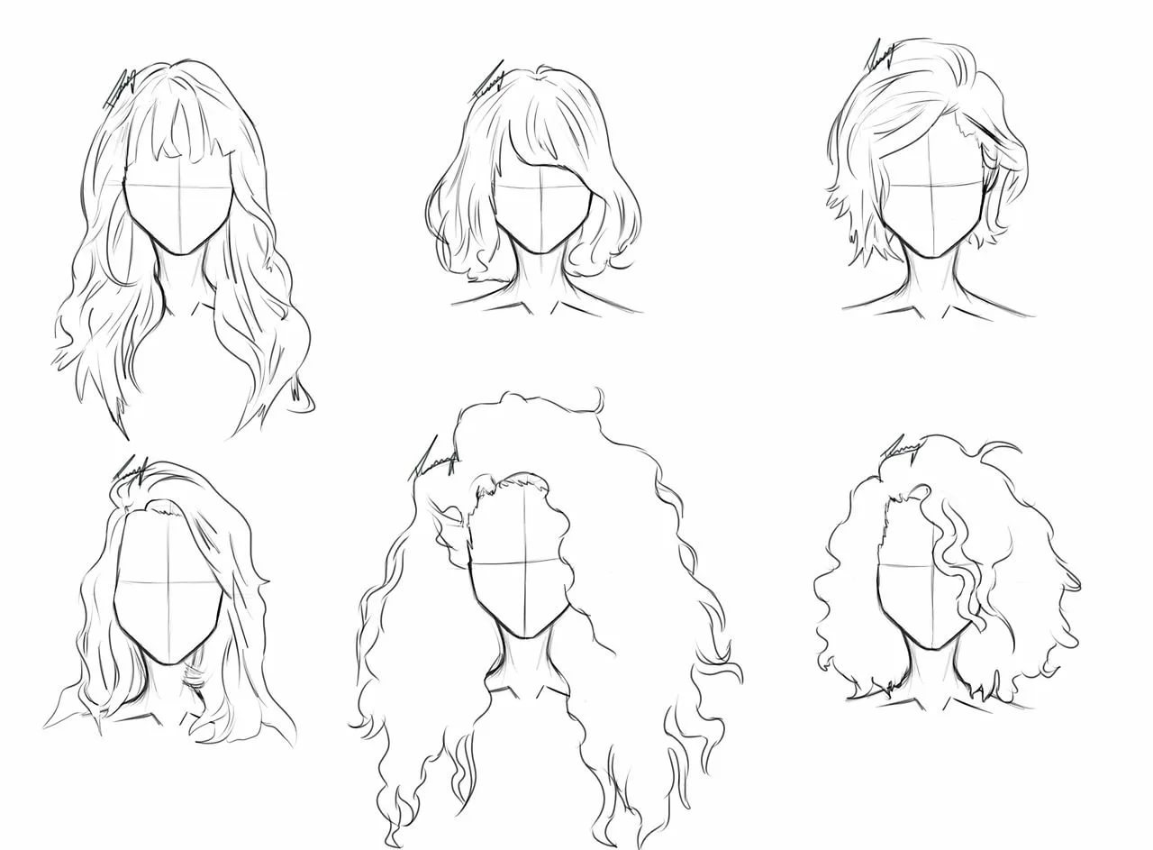 Как рисовать волосы: 95 рисунков волос девушек.
