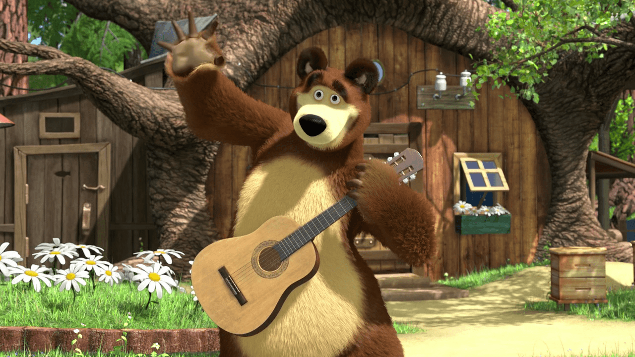 Медведь играет на гитаре. Медведь с мультфильма Маша и медведь. Маша и медведь 2008. Маша и медведь 2009 2018.