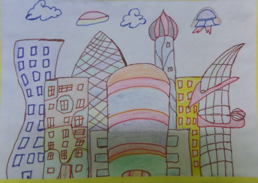 Город будущего: 65 рисунков карандашами и не только